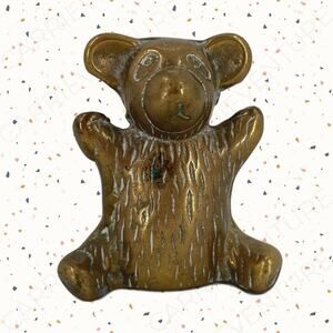 Vintage Brass Teddy Bear Gold Sitting Animal Mid-Century Traditional Style Decor